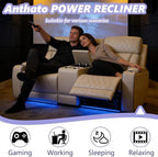 Leather Power Recliner Sofa Set, Living Room Furniture Sets, 2 Piece Reclining - Image 3
