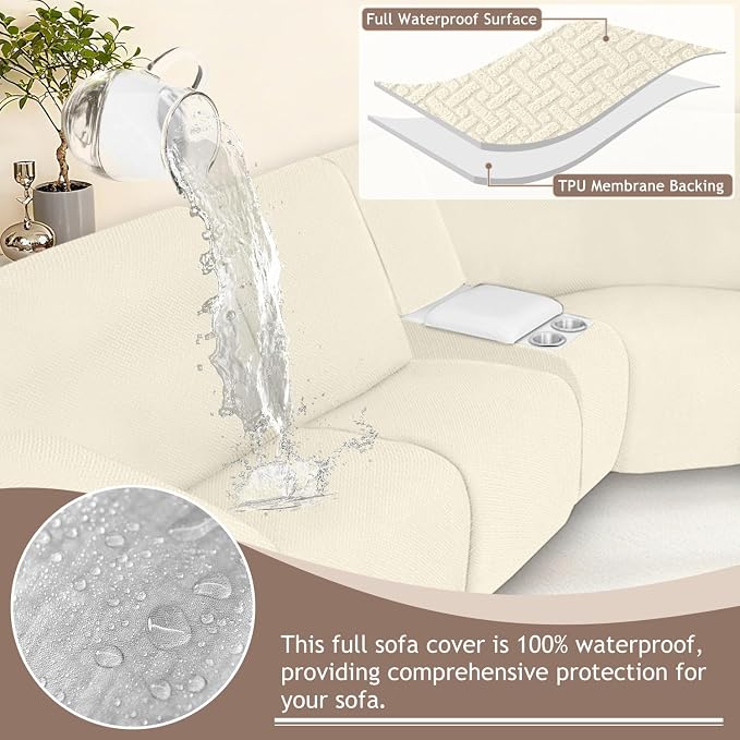 ALIECOM 100% Waterproof Recliner Sectional Couch Covers L Shape Stretch Corner - Image 4