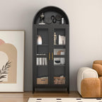 73" Black Metal Arched Display Cabinet - Image 4
