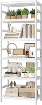 FOTOSOK 6-Tier Bamboo Shelf, Bamboo Bookcase by FOTOSOK