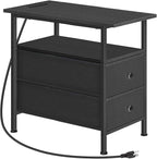 HOOBRO End Table with Charging Station, Narrow Side Table, Nightstand with 2 by HOOBRO