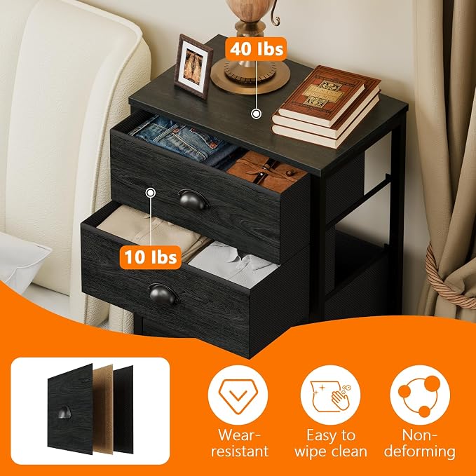 Furnulem Tall Dresser with 6 Drawers, Vertical Bedside End Table & Chest - Image 8
