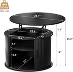 FABATO Round Lift Top Coffee Table, Fluted Wood Accent Coffee Table - Image 2