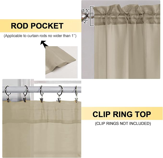 Taupe Sheer Curtains 84 Inches Long 2 Panels - Image 2