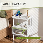 Amazer White Nightstand with Charging Station, Bamboo Night Stand - Image 3
