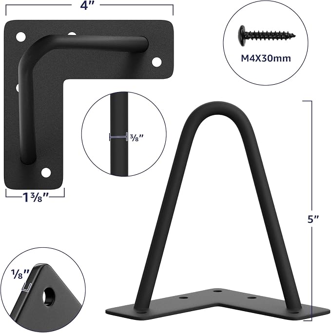 SMARTSTANDARD 5 Inch Heavy Duty Hairpin Furniture Legs, Metal Home DIY Projects - Image 2