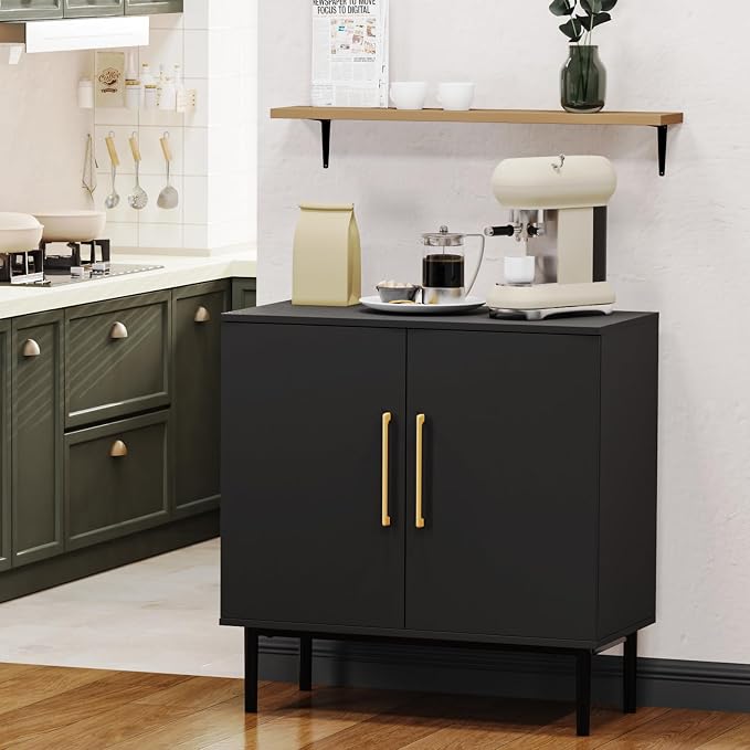 Storage Cabinet with Doors, Modern Black Accent Cabinet, Free Standing Cabinet - Image 7