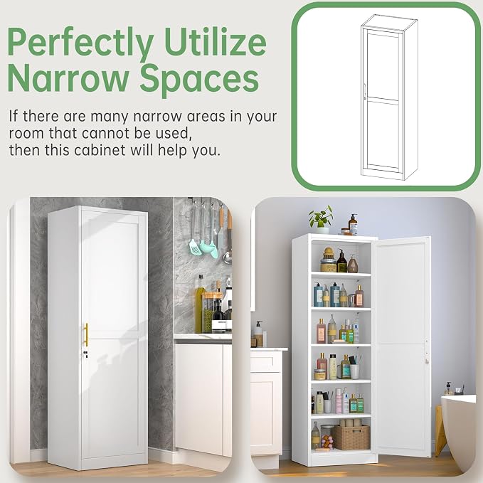 Ckzbx Metal Locker Tall Narrow Storage Cabinet, Gym Home Office, Entryway and - Image 5