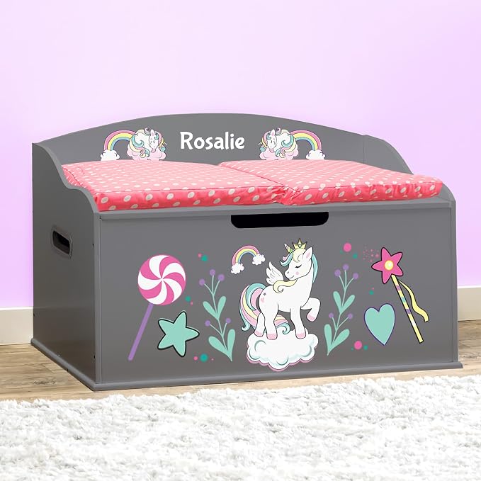DIBSIES Personalized Creative Wonders Toy Box, Unicorns & Rainbows, 30 x 19.25 - Image 4