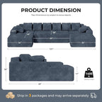 131'' Modular Sectional Cloud Sofa, U-Shaped Boneless Couches - Image 2