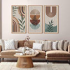 IARTTOP Framed Boho Mid-century Modern Wood Wall Art 16x32 Inch Large Bohemian - Image 2