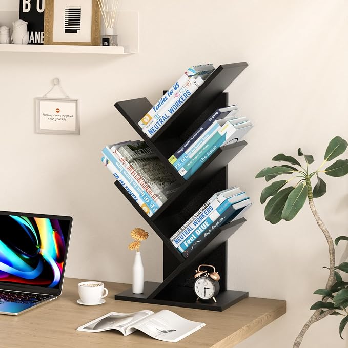SHEEPAM 5 Tier Tree Book Shelf, Small Desktop Bookshelf - Image 2