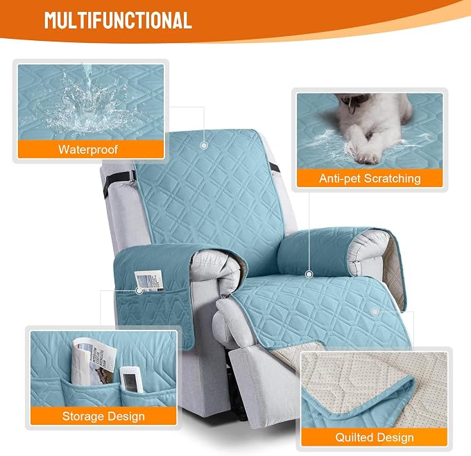 VANSOFY 100% Waterproof Recliner Chair Covers, Recliner Cover Non-Slip Dog - Image 7