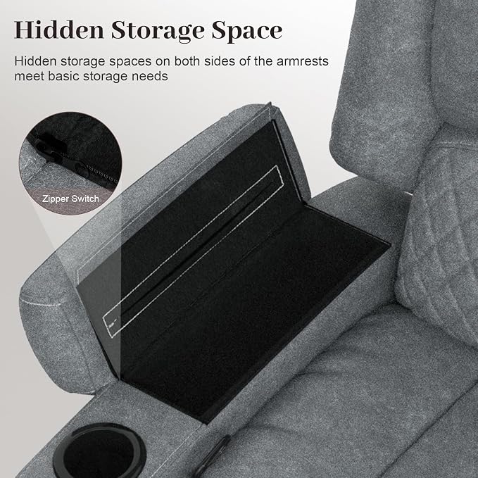 Yolsali Manual Reclining Sectional Sofa Set, 5 Seats 1+1+3 Leather Reclining - Image 7