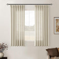 Linen Beige Pinch Pleated Semi Sheer Short Curtains 45 Inch Length 2 Panels | by Twodrapes