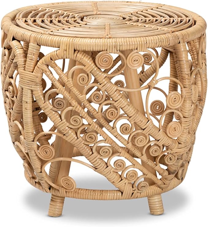 Baxton Studio Saranna Modern Bohemian Natural Brown Finished Rattan End Table by BaxtonStudio