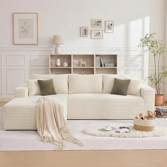 108" Boneless Couch Modular Sectional Sofa, L-Shaped Couch - Image 4