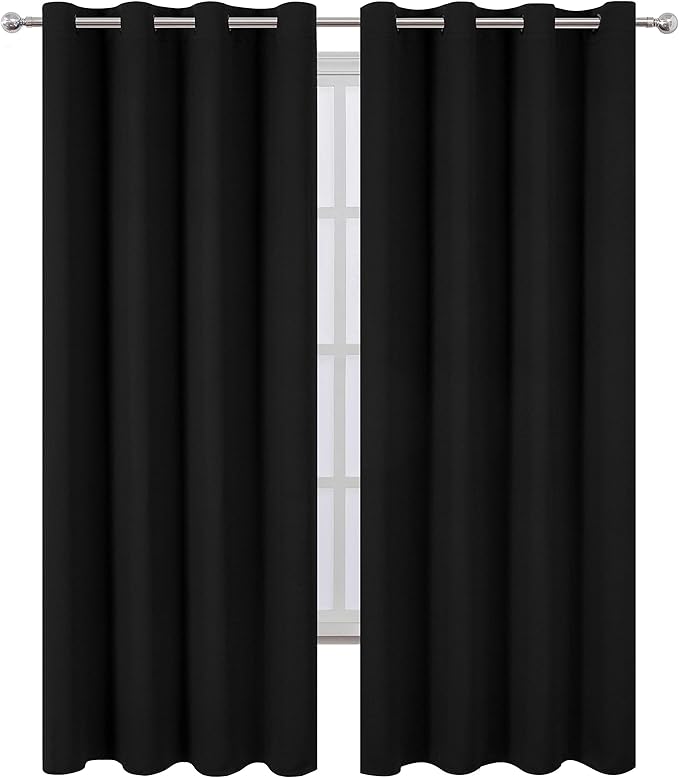 Blackout Curtains 66 x 95 inch/Black Curtains Set of 2 Panels/Thermal Insulated - Image 2