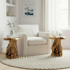 WELLAND Natural Tree Stump Stool, Live Edge End Table, Natural Edge Accent Table - Image 8