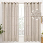 YoungsTex Natural Linen Curtains 63 Inch Length 2 Panel Linen Textured Curtains by YoungsTex
