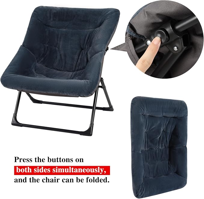 Comfy Saucer Chair for Adults, Soft Faux Fur Bedroom Chair, Accent Dorm Chairs - Image 8
