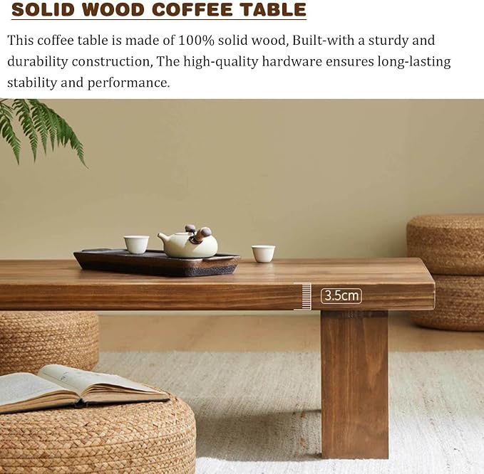 Zen Style Solid Wood Coffee Table - Image 6