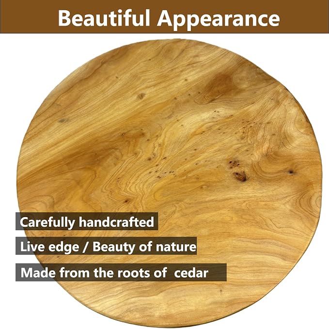 Round Live Edge Wood End Table, Rustic Modern Nightstand, Small Wood Coffee - Image 5
