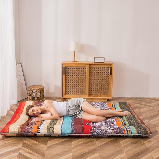MAXYOYO Bohemian Retro Floor Mattress Vintage Floral Japanese Futon Mattress - Image 6