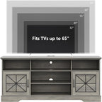 Xixini Farmhouse TV Stand for 65/60/55 Inch Tvs, Rustic Entertainment Center - Image 2
