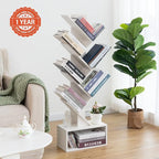 Yoobure Tree Bookshelf, 6 Tier Small Book Shelf Retro Floor Standing Bookcase - Image 2