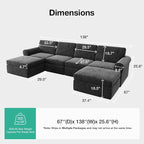 Novilla 138" Modular Sectional Sofa, Modular Sectional Couches - Image 2