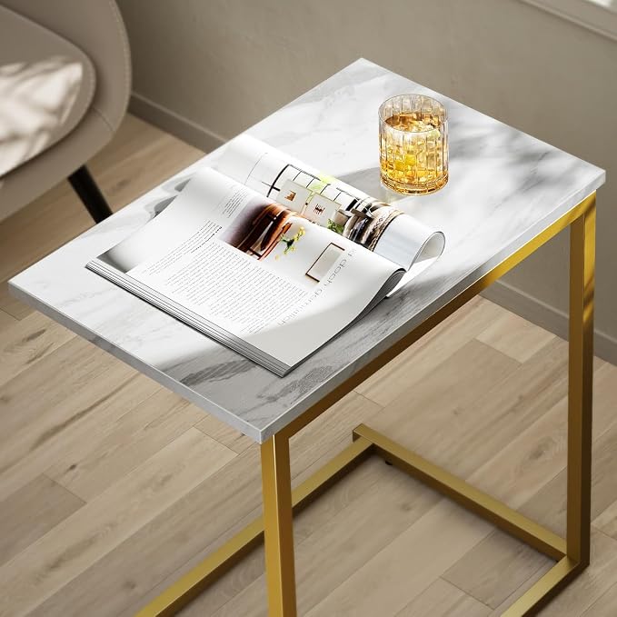 Pipishell C Shaped End Table 27 inches High, Side Table - Image 3