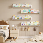 34Inch Nursery Bookshelves, Wall Floating Shelf Kids Coat Rack - Image 4