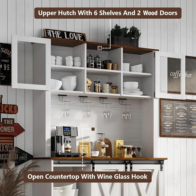 4ever2buy Farmhouse Coffee Bar Cabinet - Image 3