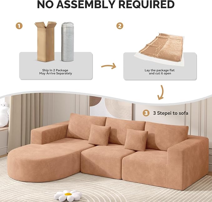 Boneless Couches for Living Room, Cloud Sectional Couch - Image 3