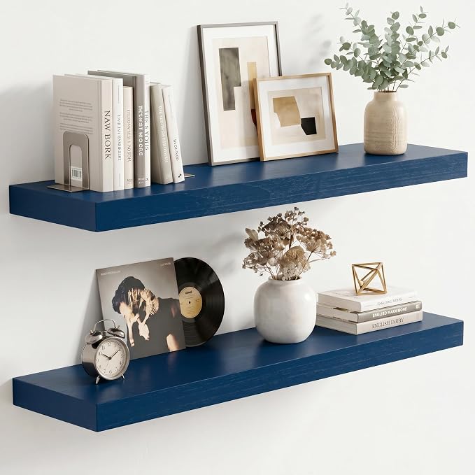 fuqing Dark Blue Floating Shelves | 24 Inch Floating Shelves by Fuqing