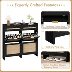 HOKYHOKY Large Rattan Shoe Storage Cabinet - Image 6