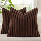 decorUhome Fall Faux Fur Throw Pillow Covers 16x16 Set of 2 Dark Brown | by decorUhome