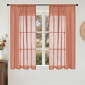 BGment Terracotta Linen Curtains 48 Inch Length, Burnt Orange Light Filtering by BGment