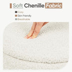 Round Storage Ottoman with Tray Lid, Folding Chenille Fabric Footrest with - Image 6
