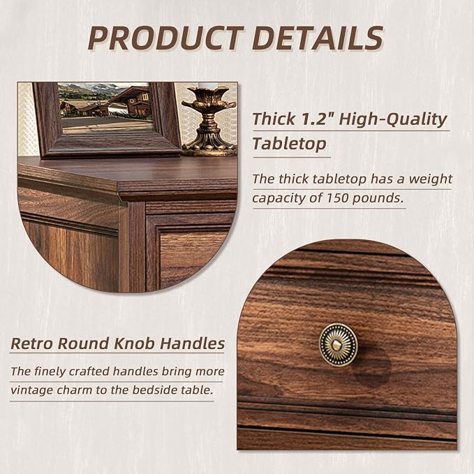 Joaxswe 24" Wide Farmhouse Night Stand, Large End Table - Image 6