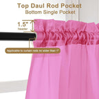 Chyhomenyc Sheer Hot Pink Tier Curtains 24 Inch Length Set, Small Window - Image 5