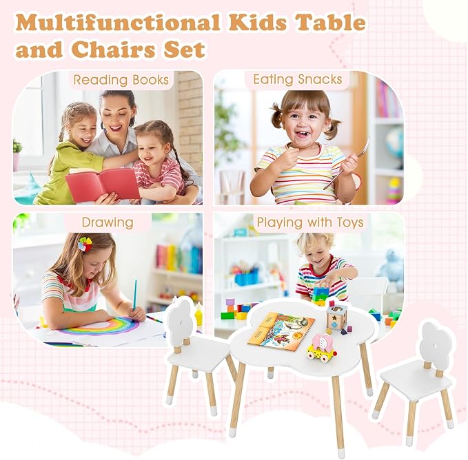 Costzon Kids Table and Chairs, Wooden Toddler Desk Set - Image 7