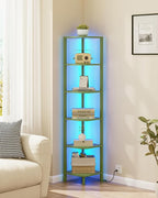 TUTOTAK Corner Shelf with LED Light, 6-Tier Corner Bookshelf - Image 4