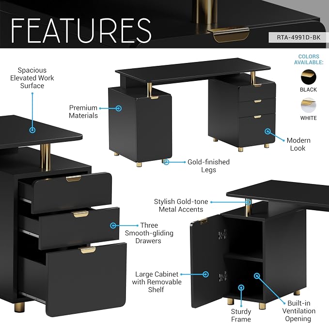 Elegant 57" W Executive Desk - Image 4