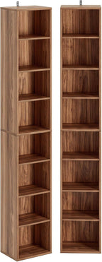 IRONCK Tall Narrow Bookshelf 8 Tiers 71in Set of 2, Compact Corner Bookcase by IRONCK