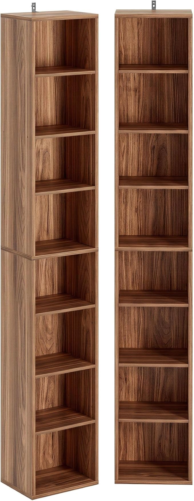 IRONCK Tall Narrow Bookshelf 8 Tiers 71in Set of 2, Compact Corner Bookcase by IRONCK