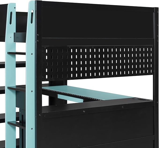 Full Size Gaming Loft Bed with Integrated Desk & RGB LED Lights, Pro-Gamer Bunk - Image 6