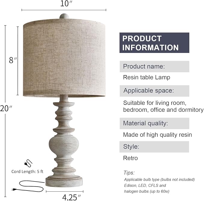 BOBOMOMO Tradition 20" Rustic Table Lamp Set of 2 - Image 6