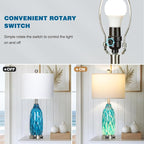 Rinweey 26" Peacock Green Glass Table Lamps Set of 2, Coastal Nautical Bedside - Image 7